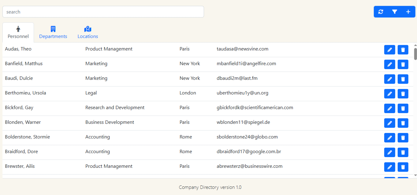 Company Directory Project